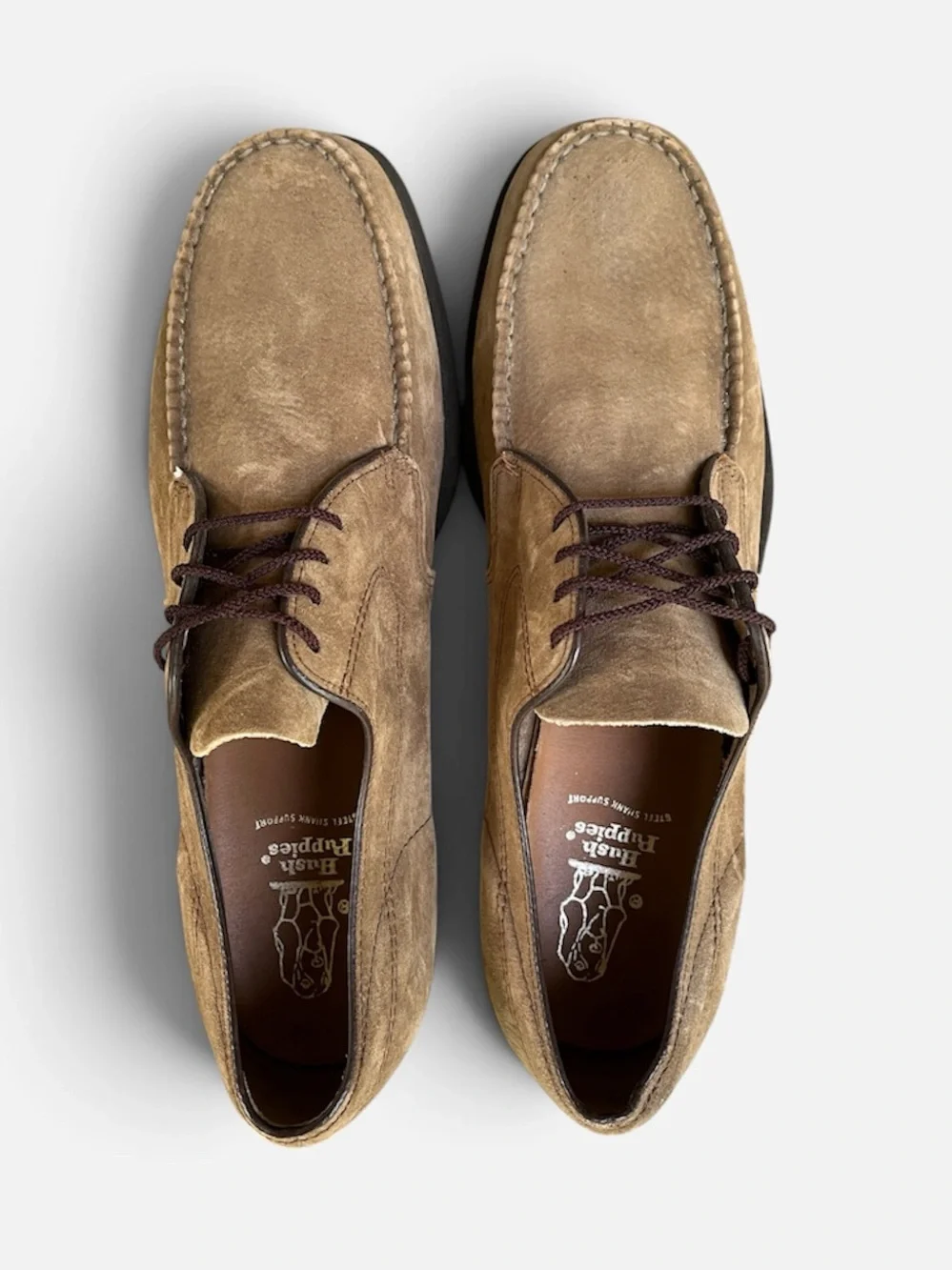 Hush Puppies Vintage Tan Suede Moc Toe Oxfords Derby Shoe Men’s Sz 12M